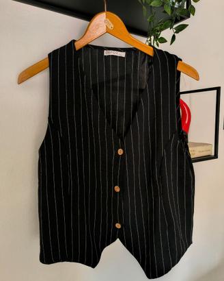Giet nero gessato scollo a v defox M/L
