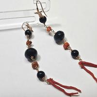 orecchini in argento 925, onice e corallo naturali