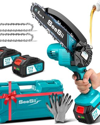 SEESII Mini Motosega a Batteria 8000mAh, 900W