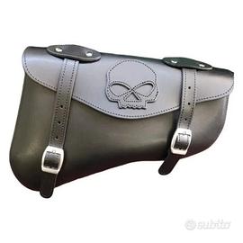 Borsa Pelle Virginia Skull Nera per Moto Custom Ha