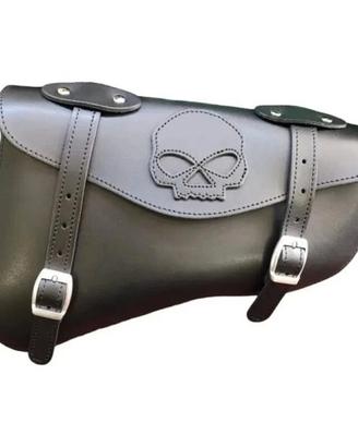 Borsa Pelle Virginia Skull Nera per Moto Custom Ha