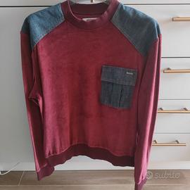 Felpa Moschino in Ciniglia Burgundy & Denim