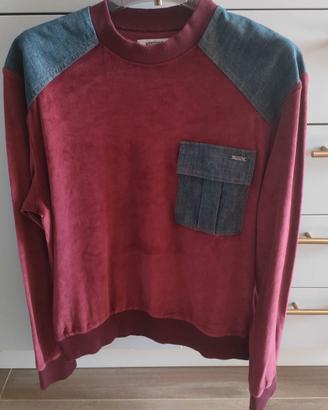 Felpa Moschino in Ciniglia Burgundy & Denim