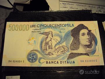 cartamoneta banconota lire 500000 raffaello