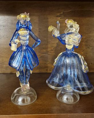 Murano , coppie di statuine di vetro