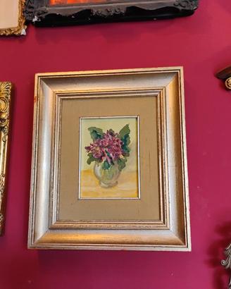 Cornice Vintage legno massello mecca fiori viola