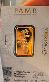 Lingotto oro 24kt 20 grammi
