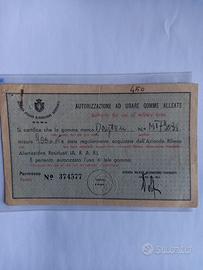 Raro permesso A.R.A.R.  utilizzo gomme alleate