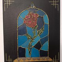 Quadro Rosa  La bella e la bestia