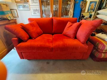 divano due posti fisso in Alcantara rosso bordeaux