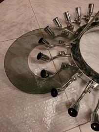 Lampadari vintage anni'70 in acciaio e cristallo