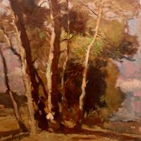 Olio Ludovico Tommasi 1915 c., Alberi con figure