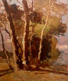 Olio Ludovico Tommasi 1915 c., Alberi con figure
