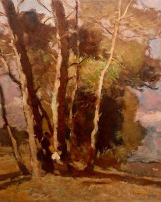 Olio Ludovico Tommasi 1915 c., Alberi con figure