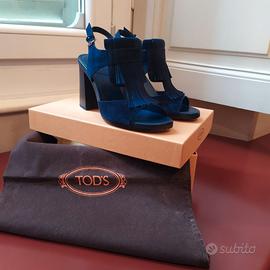 Tod's sandali blu in camoscio