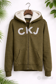 Calvin Klein Jeans felpa con zip verde oliva S