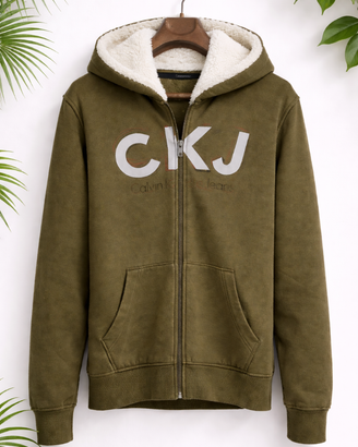 Calvin Klein Jeans felpa con zip verde oliva S
