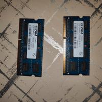 N.2 banchi RAM 2gb DDR3 per laptop