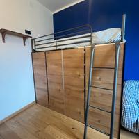 Struttura letto a soppalco + armadio + materasso