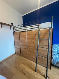 Struttura letto a soppalco + armadio + materasso