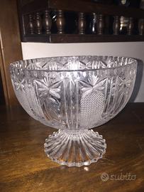 Alzatina/Portafrutta in Vetro Lavorato,Anni 70,