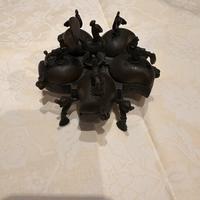 Scatola KumKum indiana antica in ottone e rame