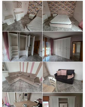 cucina, camera da letto e divano 