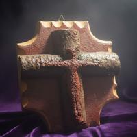 Rarissimo Crocifisso Artigianale in Legno Antico