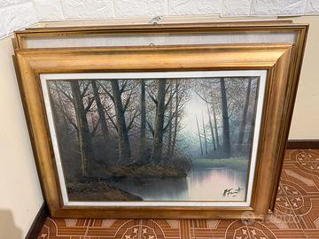 Quadro olio su tela “Tramonto nel bosco” 50x70