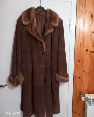 cappotto in camoscio e visone taglia 48