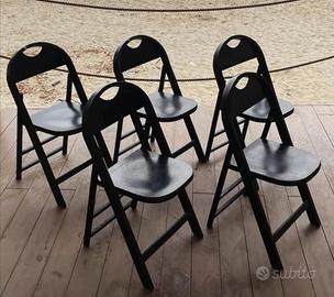 5 sedie pieghevoli nere vintage