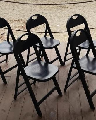 5 sedie pieghevoli nere vintage