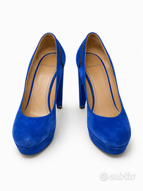 Décolleté Versace Collection Donna Blu Camoscio