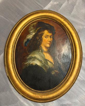 Olio su rame - Ritratto femminile XIX sec.