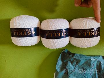 Set merletti, tessuto e gomitoli cotone 
