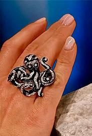 anello polpo in argento 925 placcato oro 18 Kt 