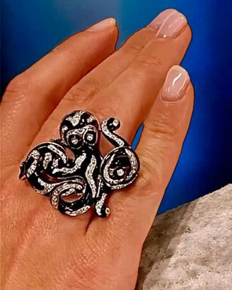 anello polpo in argento 925 placcato oro 18 Kt 