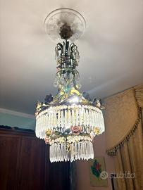 Lampadario vitage a mongolfiera, cristalli/ceramic