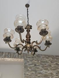 Lampadari vintage in ottone e vetro
