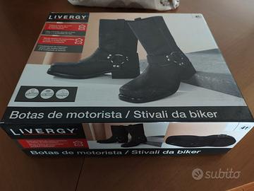 Stivali alti biker in vera pelle N° 41