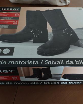 Stivali alti biker in vera pelle N° 41