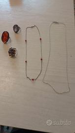 3anelli in argento+ 2 collane 