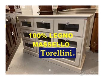 Mobile Cassettiera a vetri 100% Legno Massello