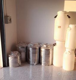 Bidoni olio in acciaio/plastica +damigiane omaggio