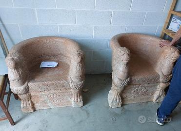 coppia poltrone antiche marmo rosa di verona