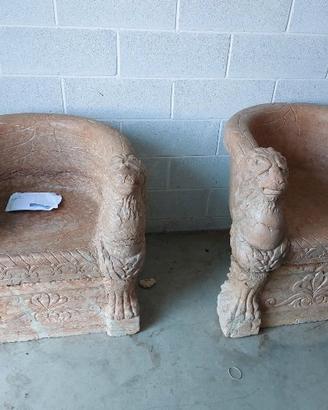 coppia poltrone antiche marmo rosa di verona