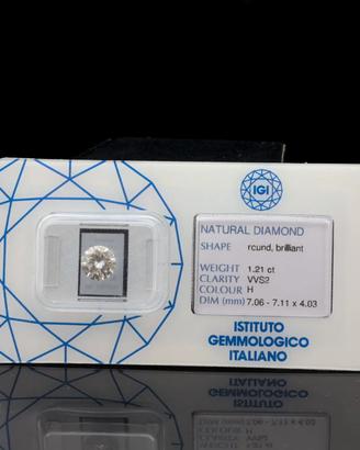 IGI DIAMANTE NATURALE  TAGLIO BRILLANTE 1.21 CT H