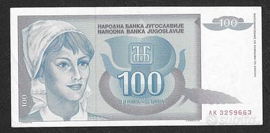 Jugoslavia - banconota FdS UNC da 100 Dinari