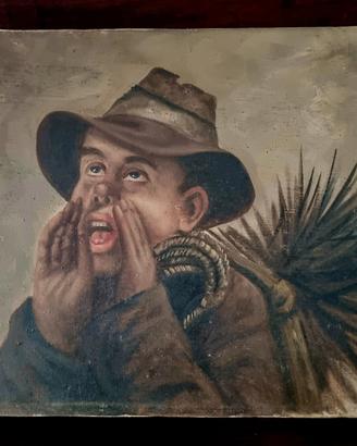 olio su tela di Rino Lanzi "lo spazzacamino"