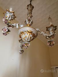 Lampadario in ceramica capodimonte 